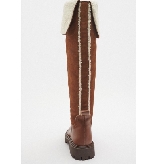 ZARA LEATHER BOOTS WITH FLEECE TRIM - Picture 5 of 6